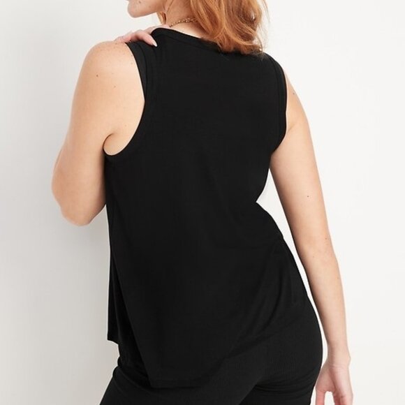 Old Navy Luxe Slub Knit V-Neck Tank Top Sleeveless Black Size XL Petite - Picture 2 of 5